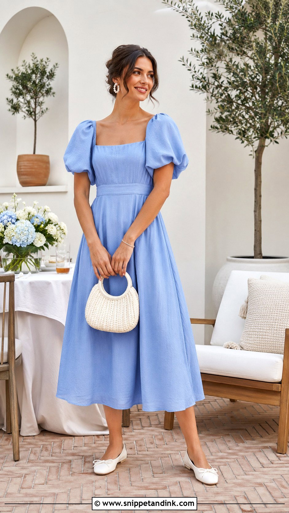 Cornflower Blue Puff Sleeve Dress - Snippet and Ink - 20 Something Blue Dress Ideas