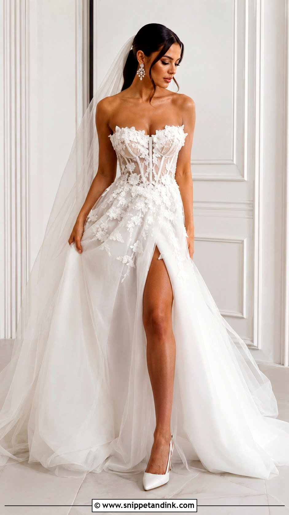 Corset 3D Lace Wedding Dress - Snippet and Ink - 20 3D Lace Wedding Dress Ideas