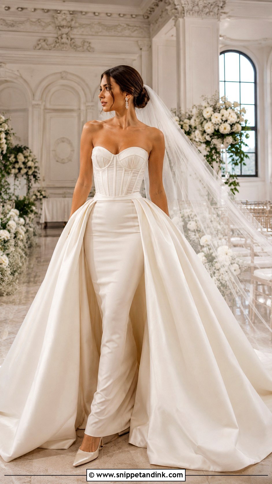 Corset And Detachable Overskirt Wedding Dress - Snippet and Ink - 20 Corset and Skirt Wedding Dress Ideas