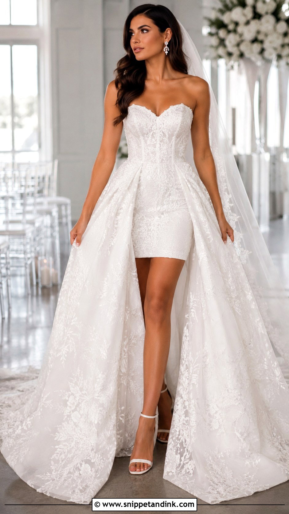 Corset Back Detachable Skirt Wedding Dress - Snippet and Ink - 25 Corset Back Wedding Dress Ideas