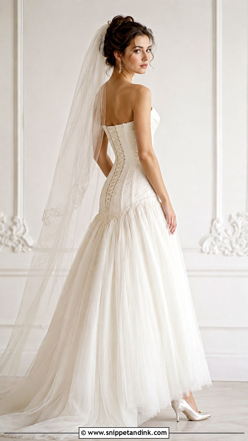 Corset Back Drop Waist Wedding Dress - Snippet and Ink - 25 Corset Back Wedding Dress Ideas