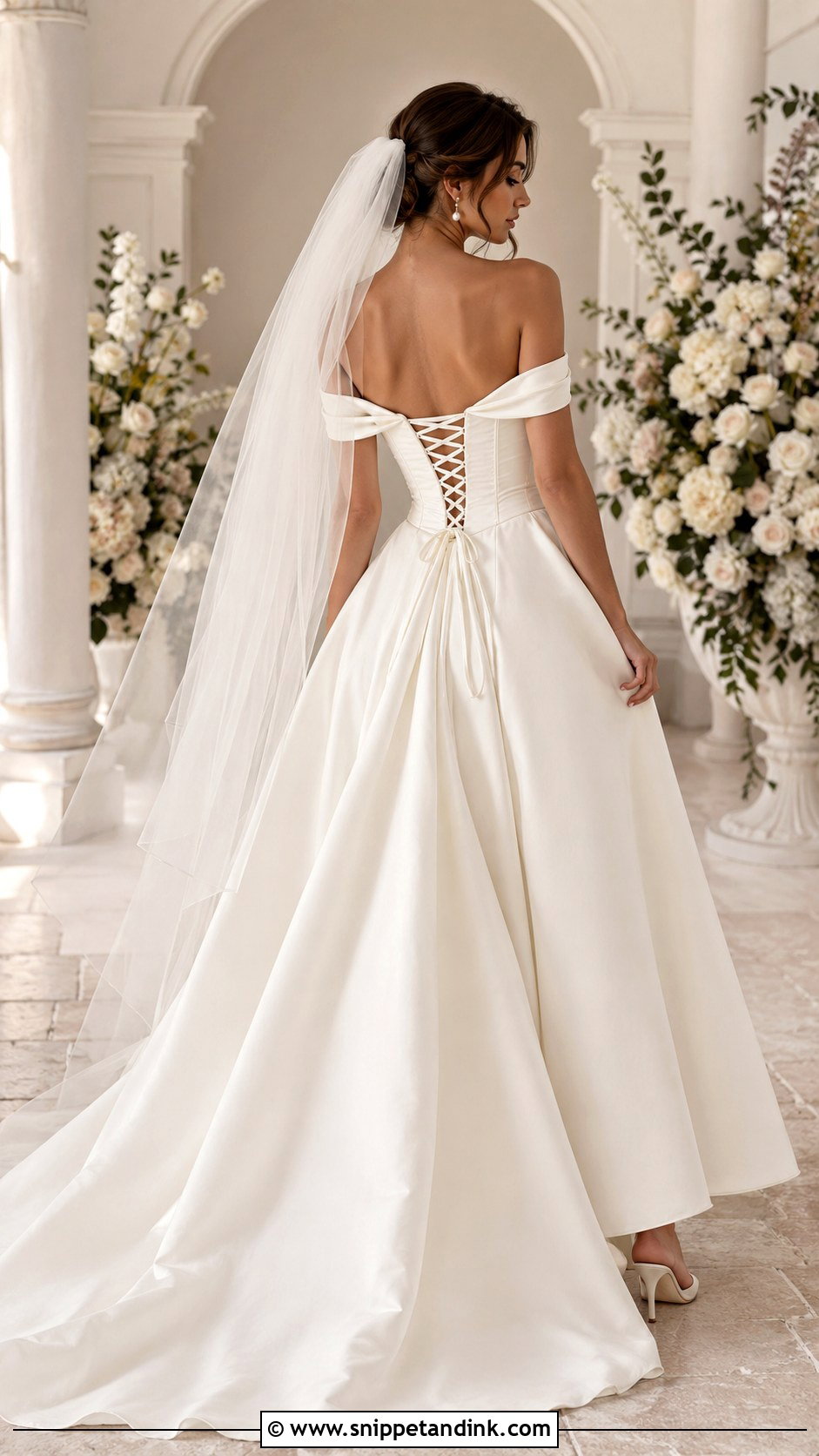 Corset Back Off Shoulder Wedding Dress - Snippet and Ink - 25 Corset Back Wedding Dress Ideas