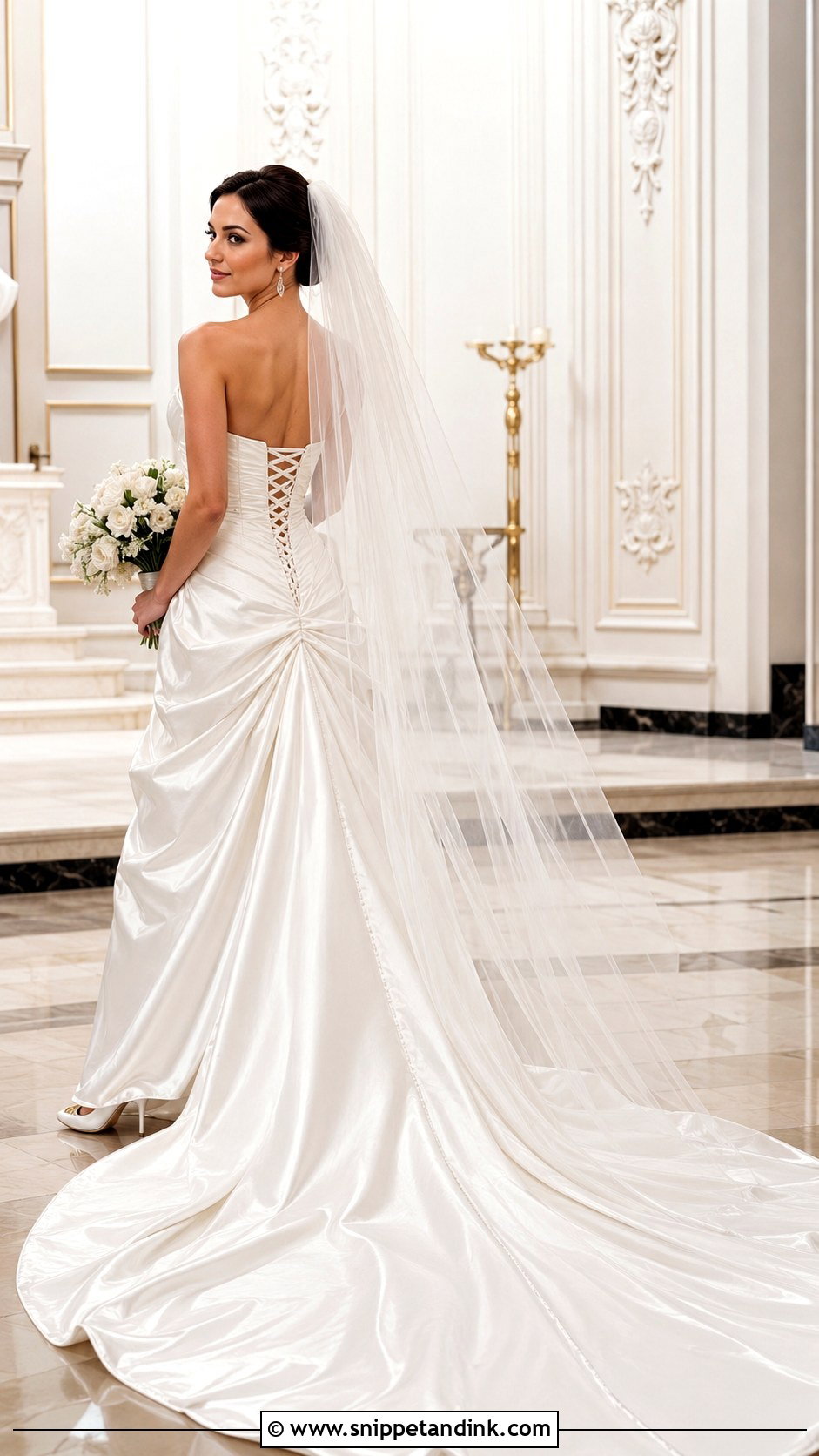 Corset Back Wedding Dress With Chapel Train - Snippet and Ink - 20 Corset Style Wedding Dress Ideas