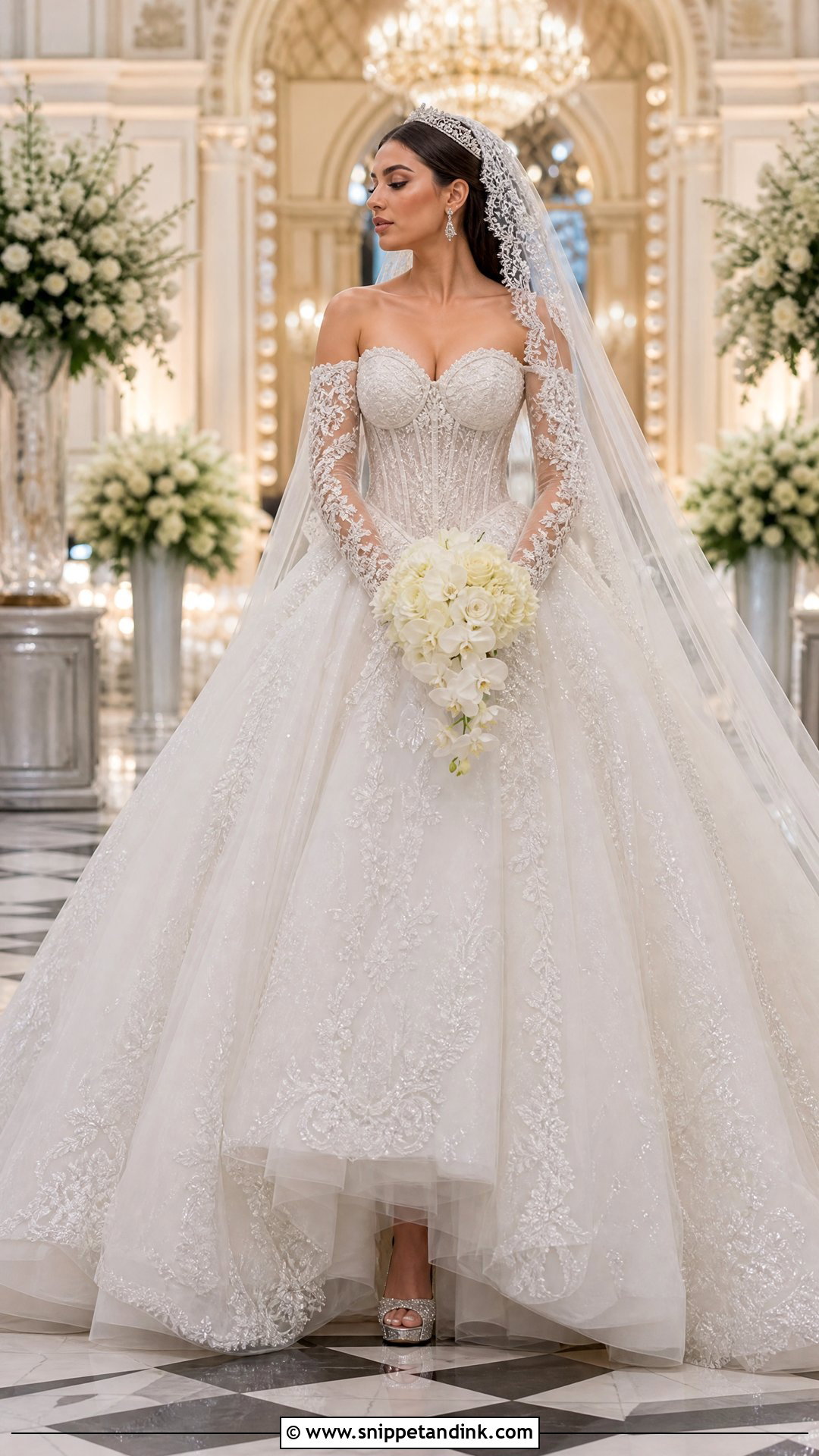 Corset Ball Gown Arab Wedding Dress - Snippet and Ink - 25 Arab Wedding Dresses