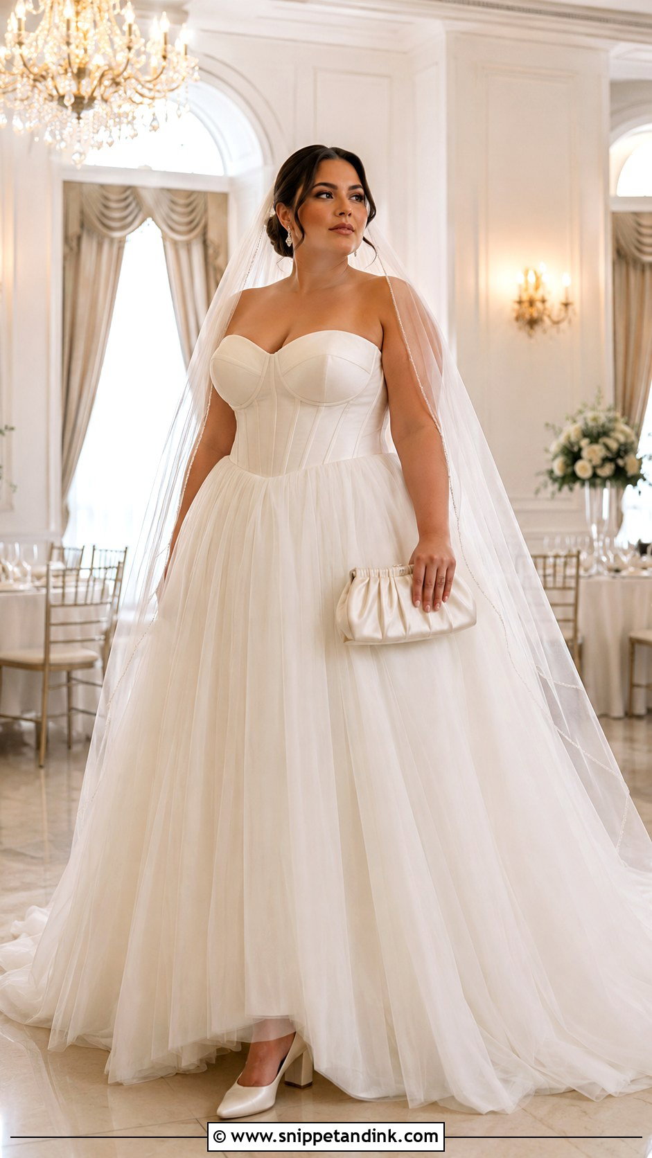 Corset Ball Gown Bride With Chapel Veil - Snippet and Ink - 20 Brides with Veils
