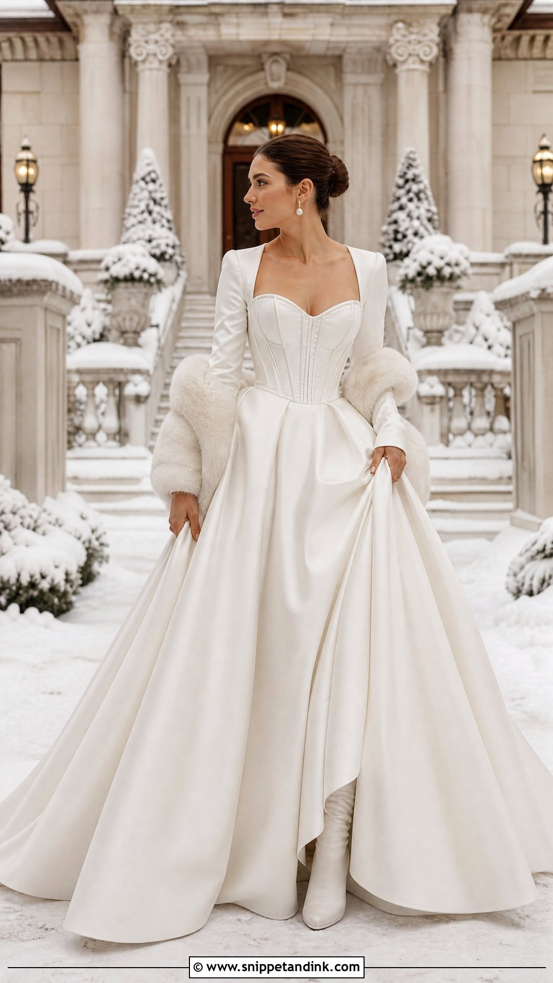 Corset Ball Gown Winter Elopement Dress - Snippet and Ink - 25 Winter Elopement Dress Ideas