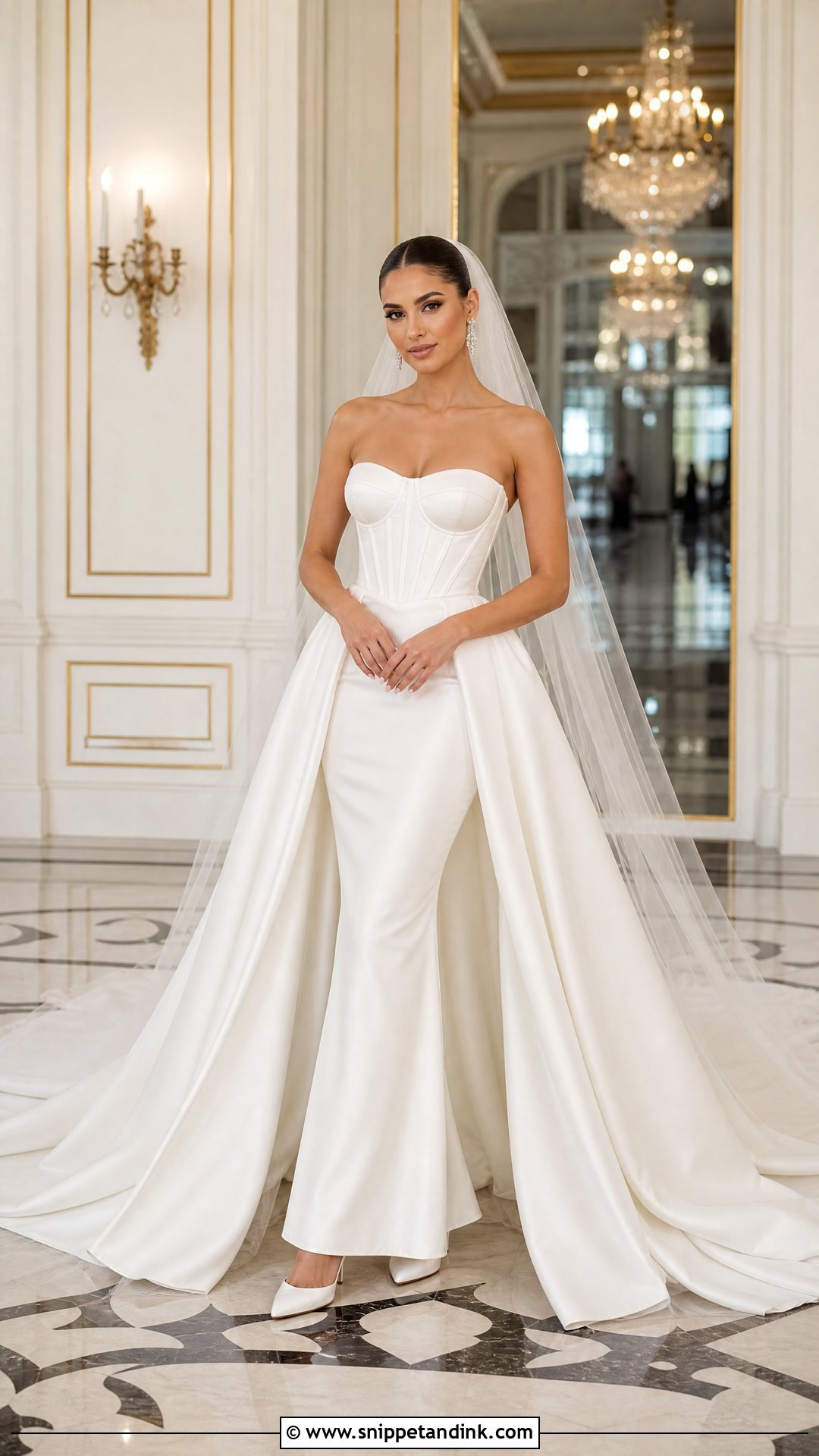 Corset Ball Gown With Detachable Cathedral Train - Snippet and Ink - 20 Wedding Dress Train Lengths Ideas
