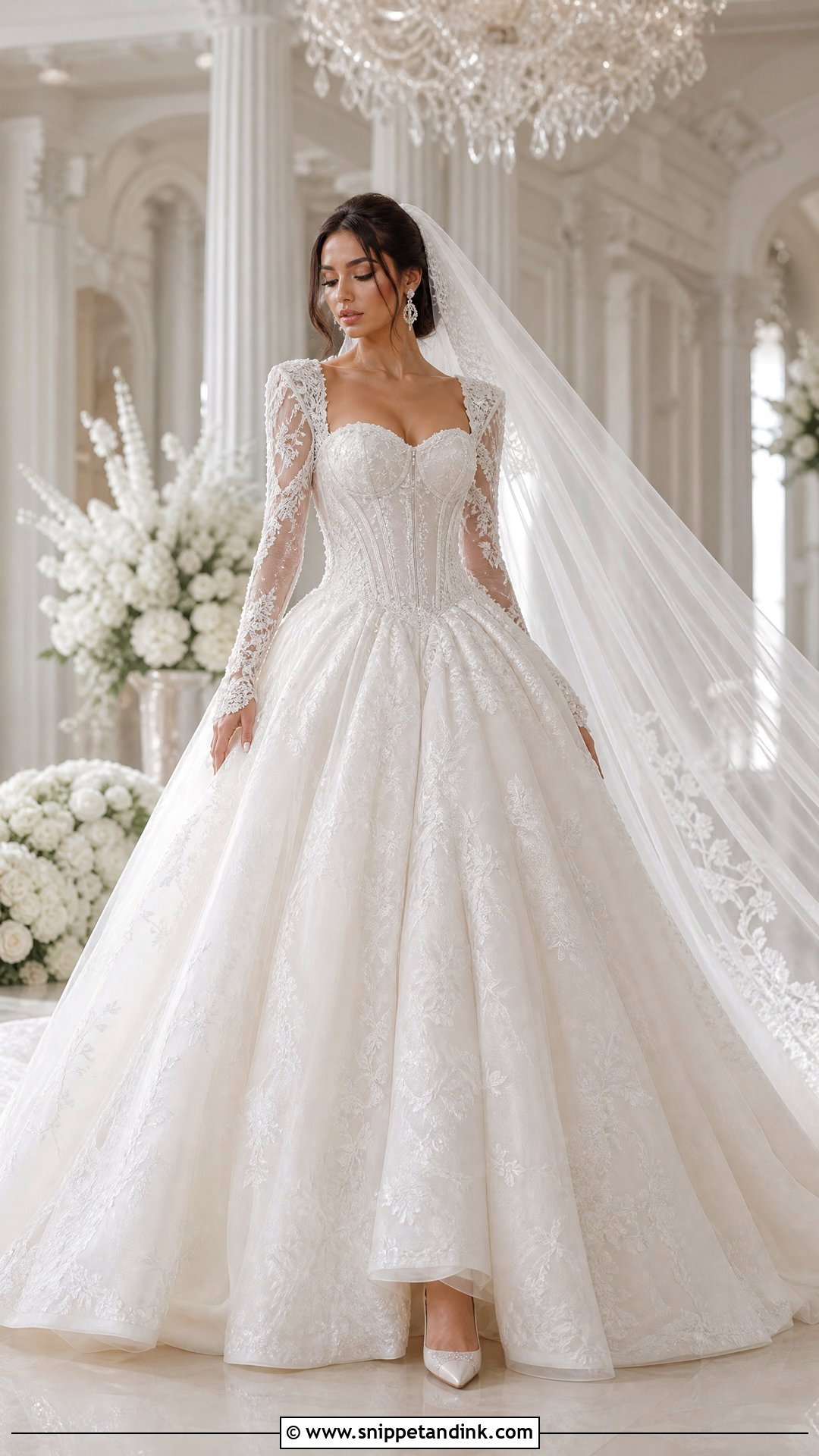 Corset Ballgown Wedding Dress With Sleeves - Snippet and Ink - 25 Ballgown Wedding Dress with Sleeves