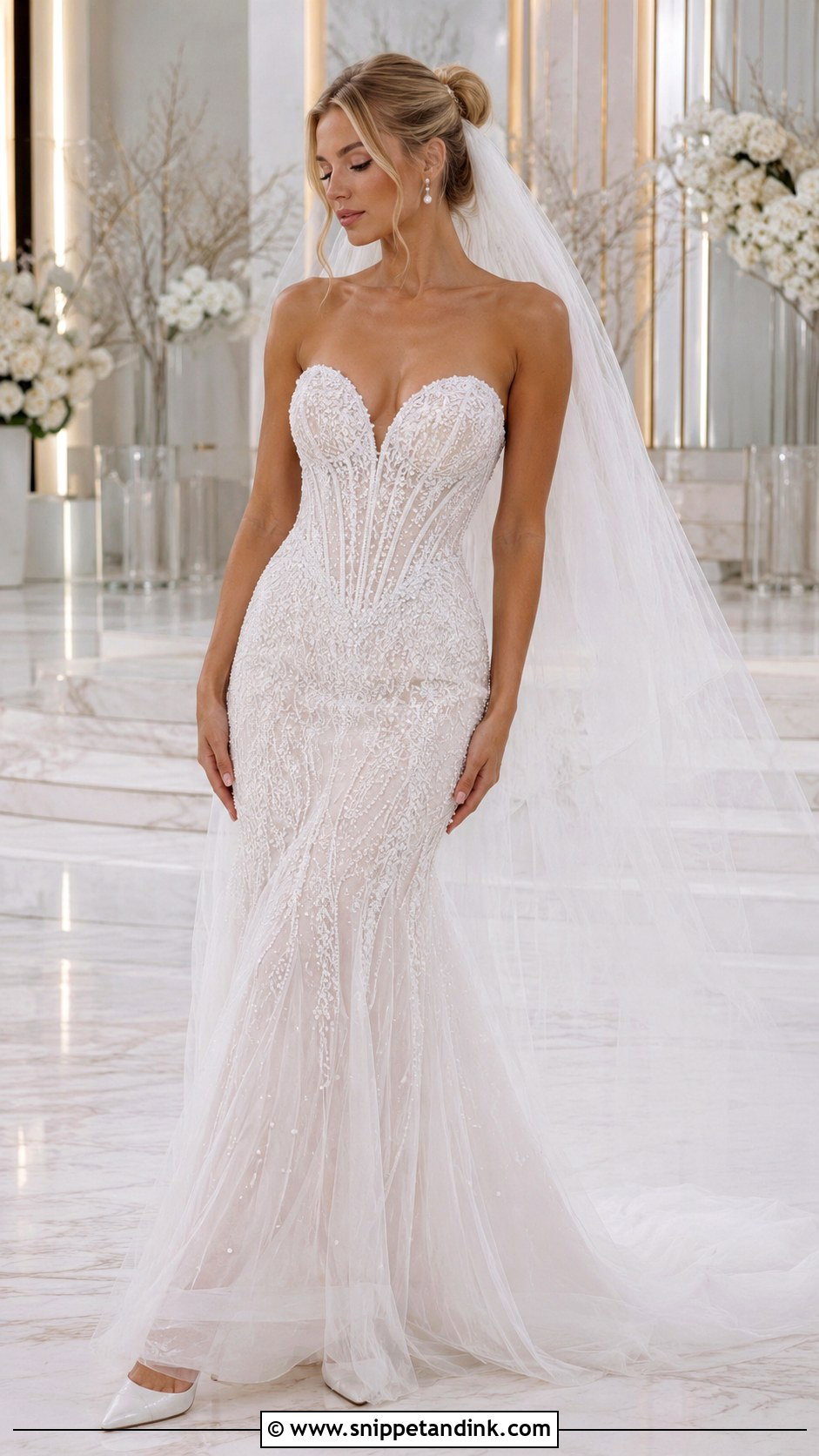 Corset Beaded Lace Wedding Dress - Snippet and Ink - 20 Beaded Lace Wedding Dress Ideas