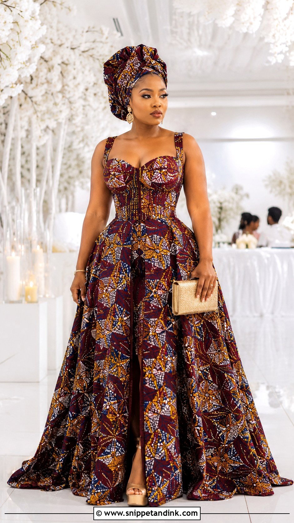 Corset Bodice Ankara Flared Maxi Gown - Snippet and Ink - 20 Ankara Fled Gown Ideas