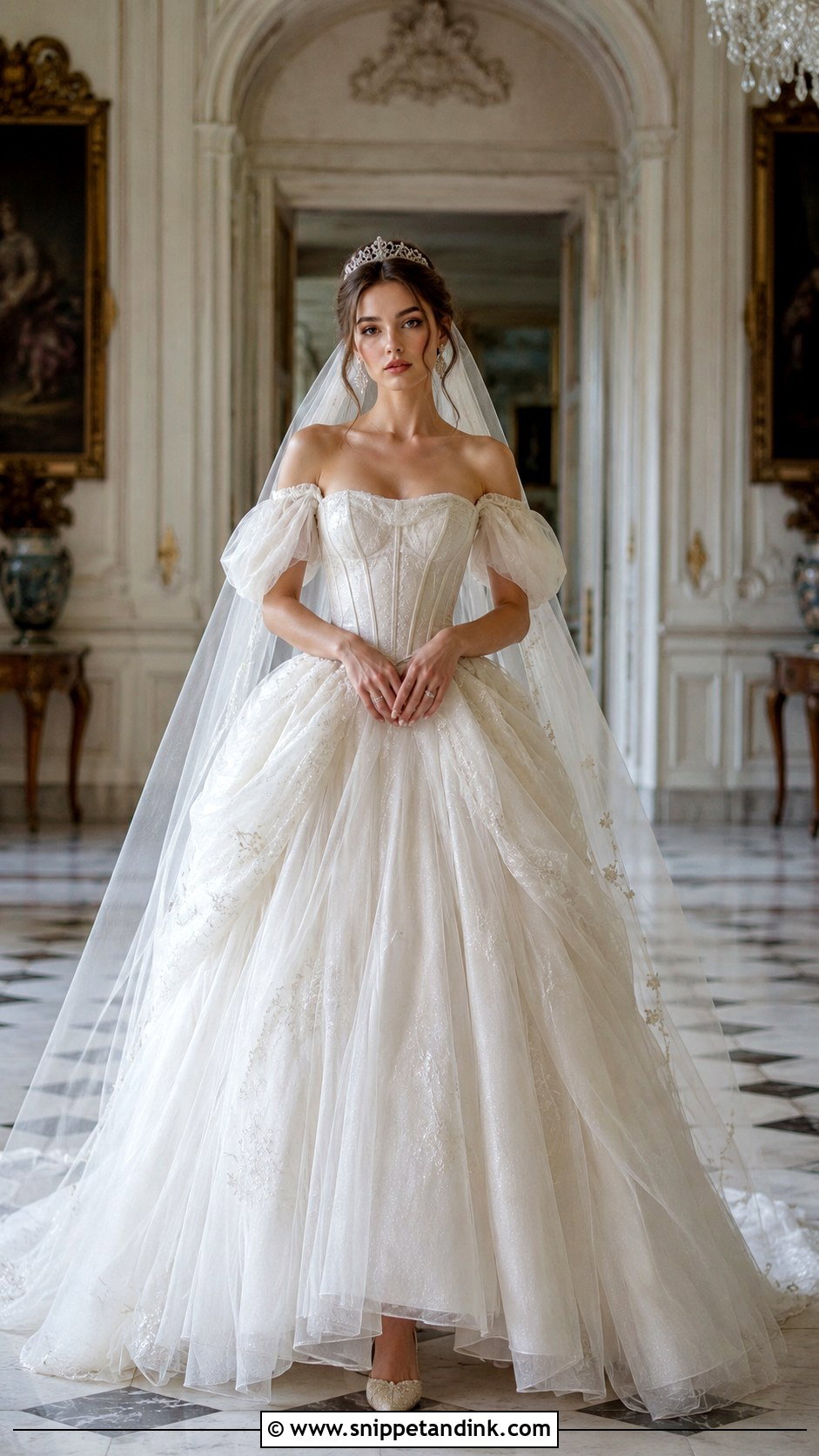 Corset Bodice Ball Gown Wedding Dress - Snippet and Ink - 20 Bridgerton Inspired Wedding Dresses