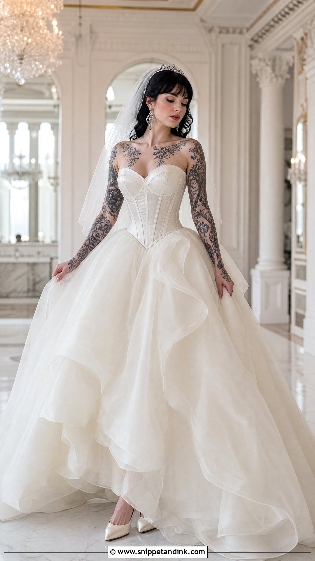Corset Bodice Ball Gown - Snippet and Ink - 20 Tattooed Bride Wedding Dress Ideas