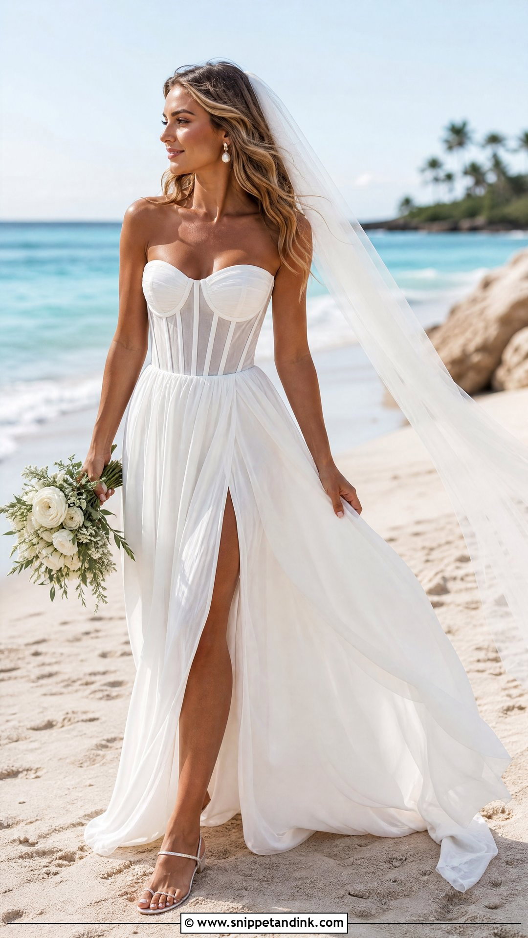 Corset Bodice Beach Bridal Gown - Snippet and Ink - 25 Beach Bridal Gown Ideas