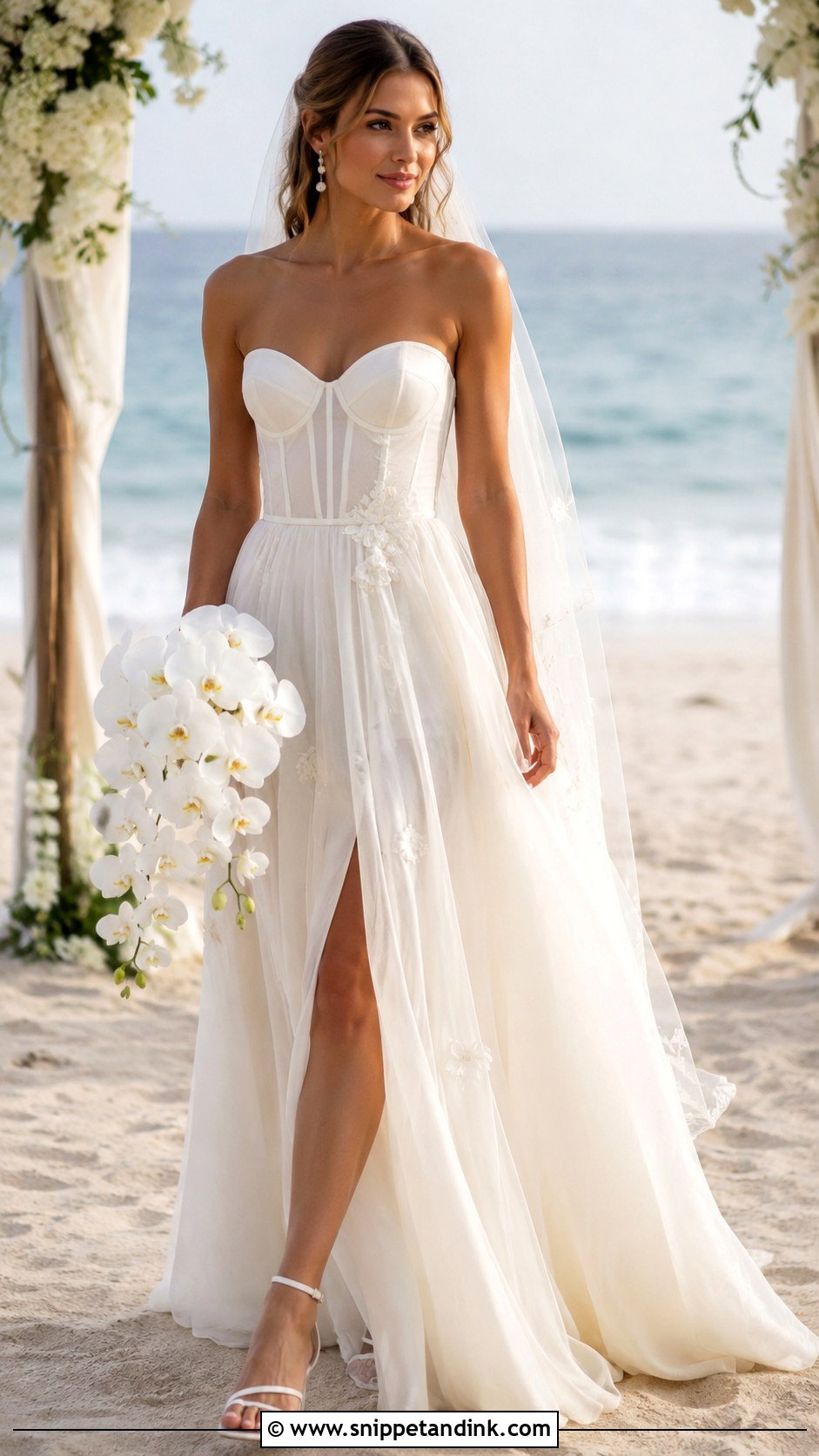 Corset Bodice Beach Wedding Dress - Snippet and Ink - 20 Destination Wedding Dress Beach Ideas