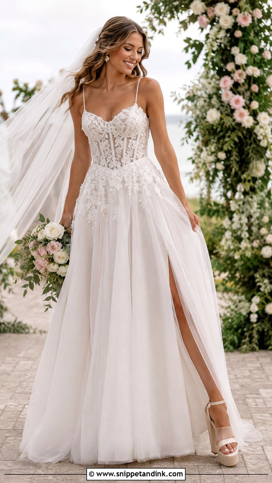 Corset Bodice Boho A Line Wedding Dress - Snippet and Ink - 20 Boho a Line Wedding Dress Ideas