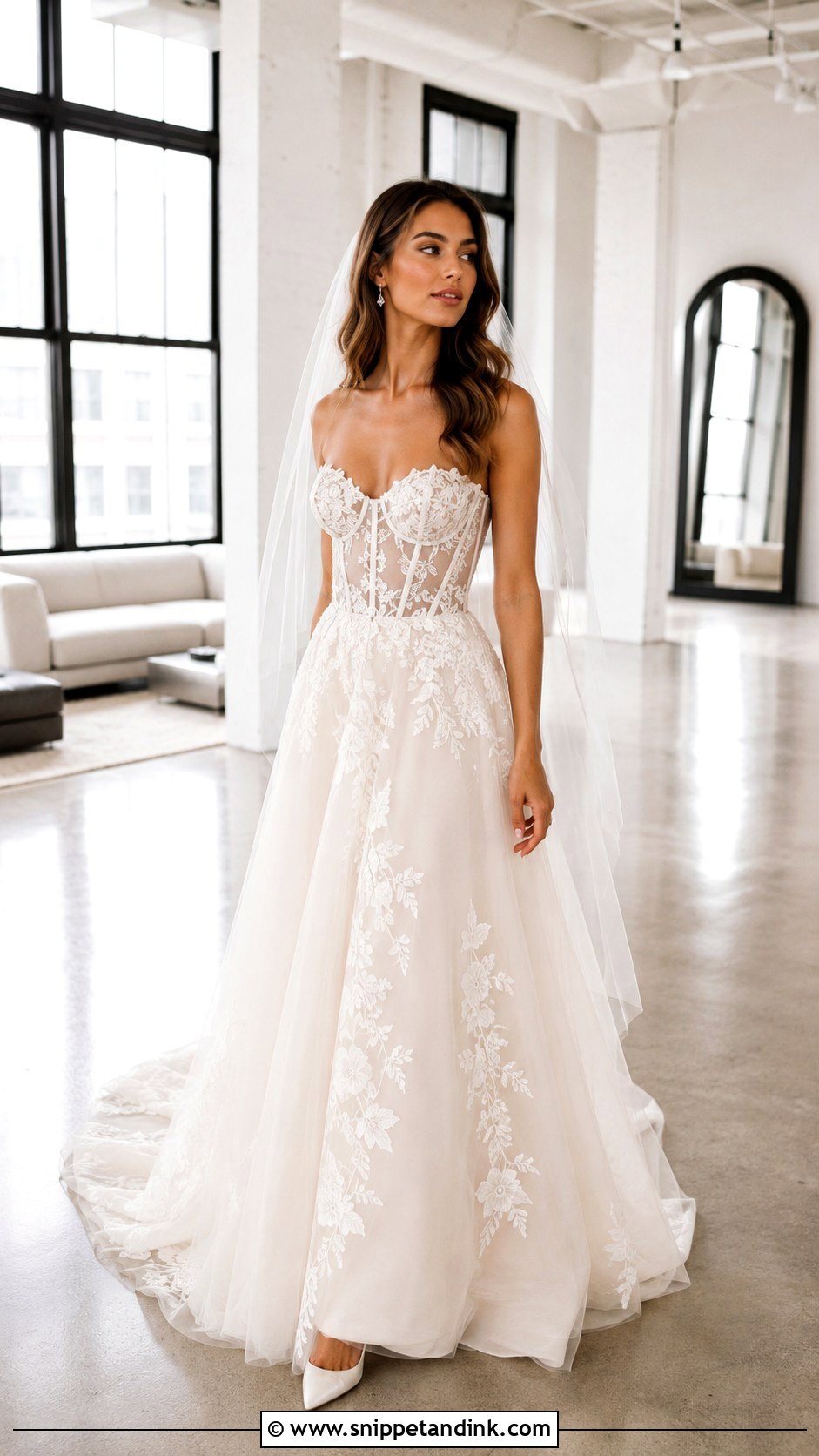 Corset Bodice Lace Applique Wedding Dress - Snippet and Ink - 20 Lace Applique Wedding Dress Ideas