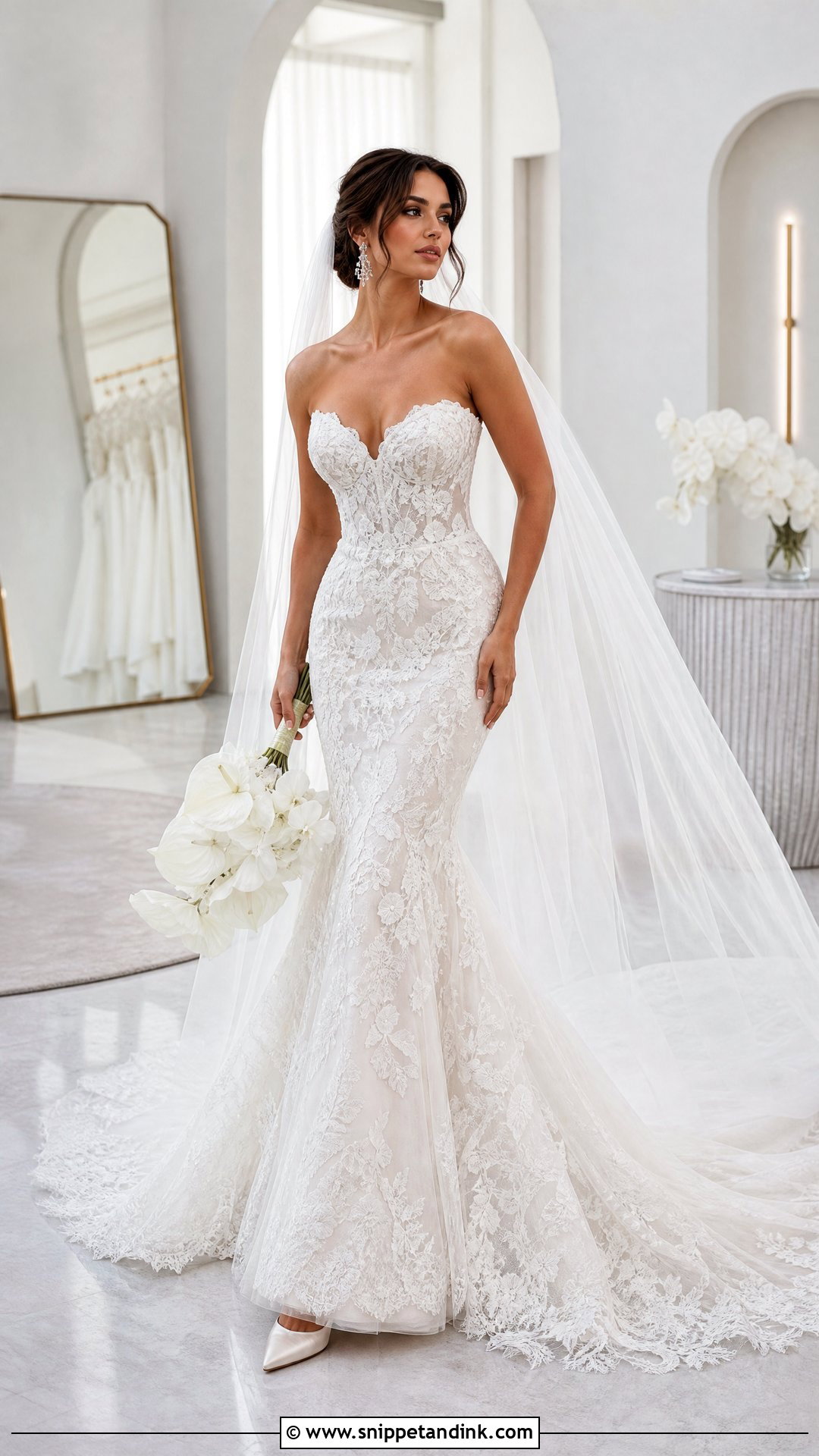 Corset Bodice Lace Mermaid Wedding Dress - Snippet and Ink - 20 Lace Mermaid Wedding Dresses