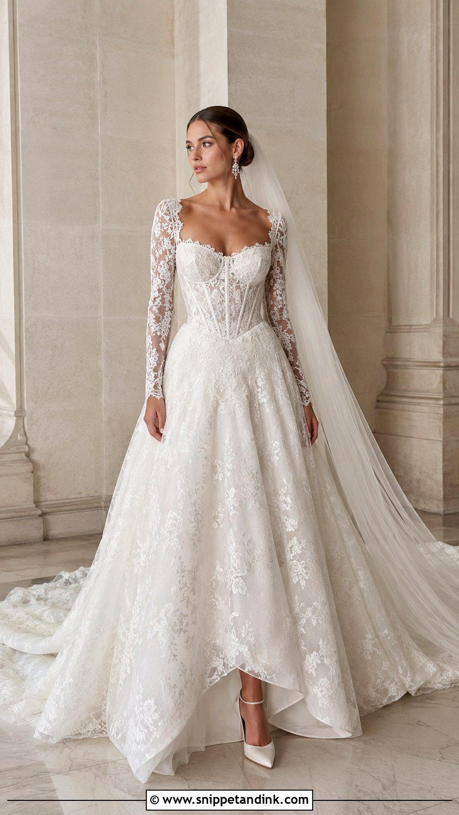 Corset Bodice Lace Wedding Dress - Snippet and Ink - 20 Vintage Long Sleeve Lace Wedding Dress Ideas