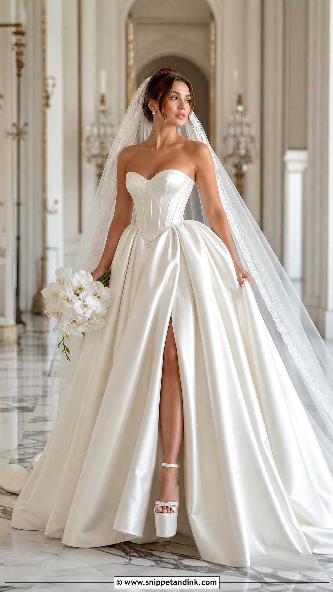 Corset Bodice Princess Satin Wedding Dress - Snippet and Ink - 20 Princess Satin Wedding Dresses