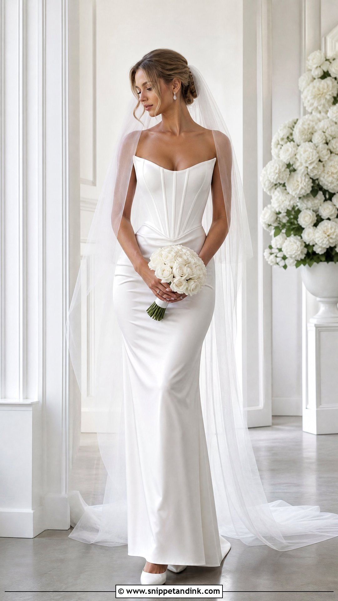 Corset Bodice Satin Sheath Wedding Dress - Snippet and Ink - 20 Satin Sheath Wedding Dress Ideas