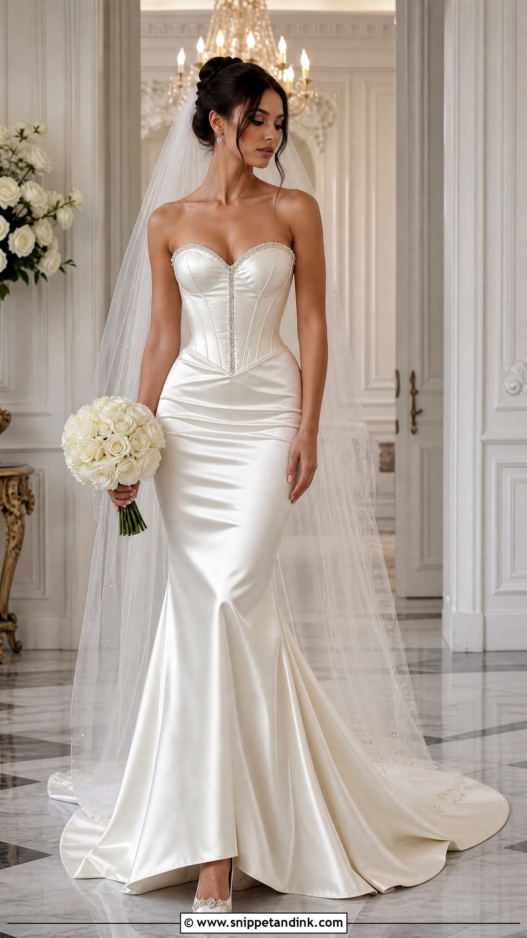 Corset Bodice Satin Trumpet Wedding Dress - Snippet and Ink - 20 Satin Trumpet Wedding Dress Ideas
