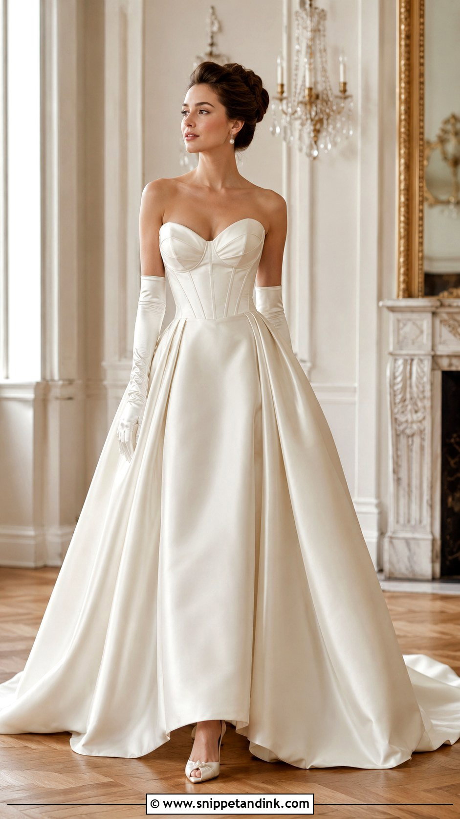 Corset Bodice Satin Wedding Dress - Snippet and Ink - 30 Old Hollywood Wedding Dress Ideas
