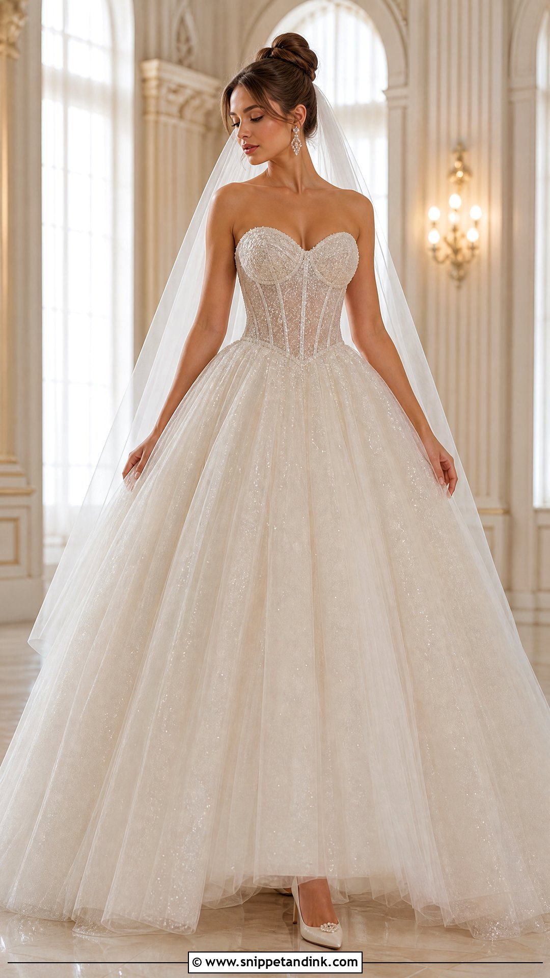Corset Bodice Sparkle Tulle Ball Gown Wedding Dress - Snippet and Ink - 20 Big Wedding Dresses Ball Gown