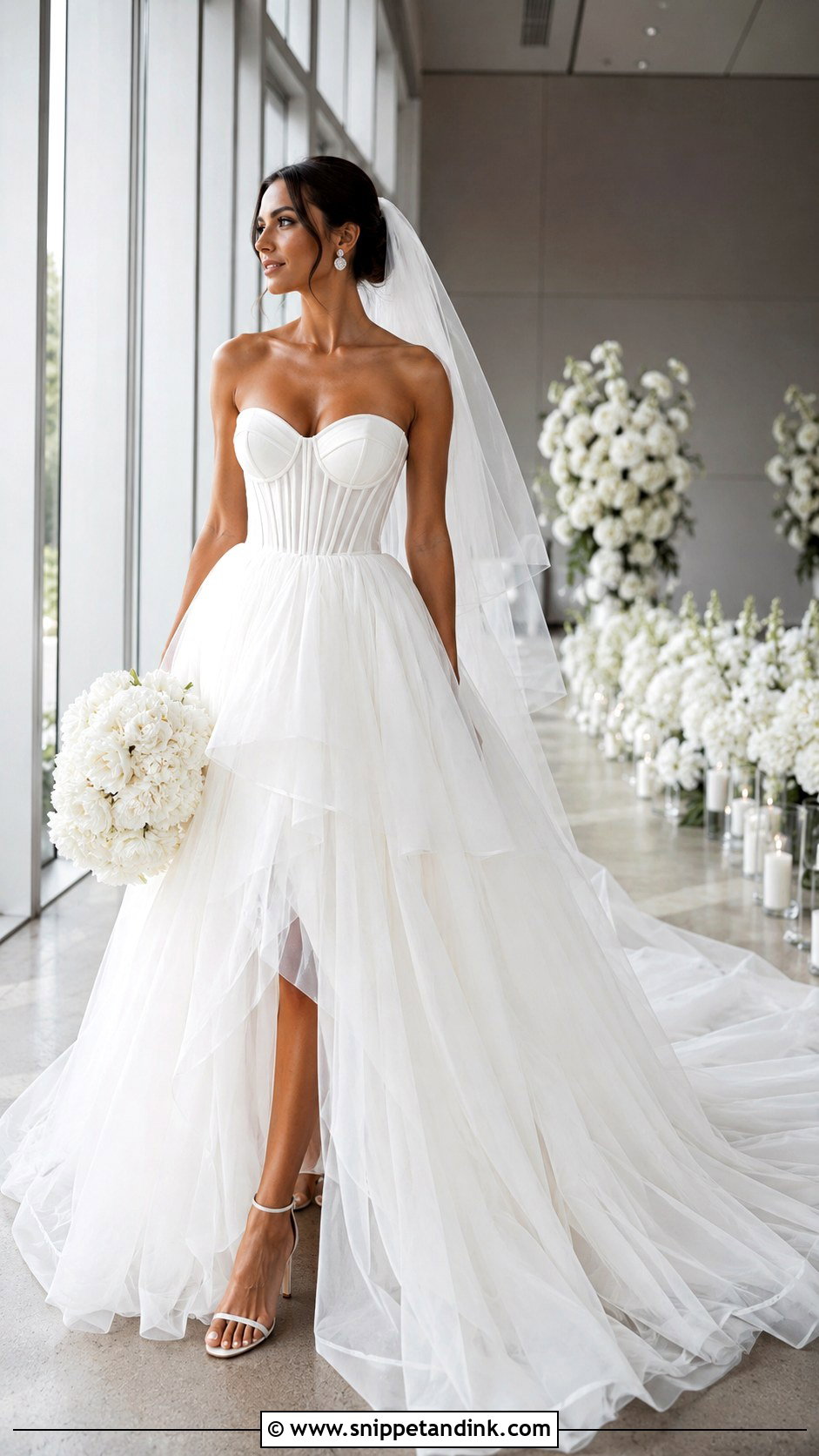 Corset Bodice Tulle Ball Gown Wedding Dress With Long Train - Snippet and Ink - 20 Big Wedding Dresses Ball Gown Long Train