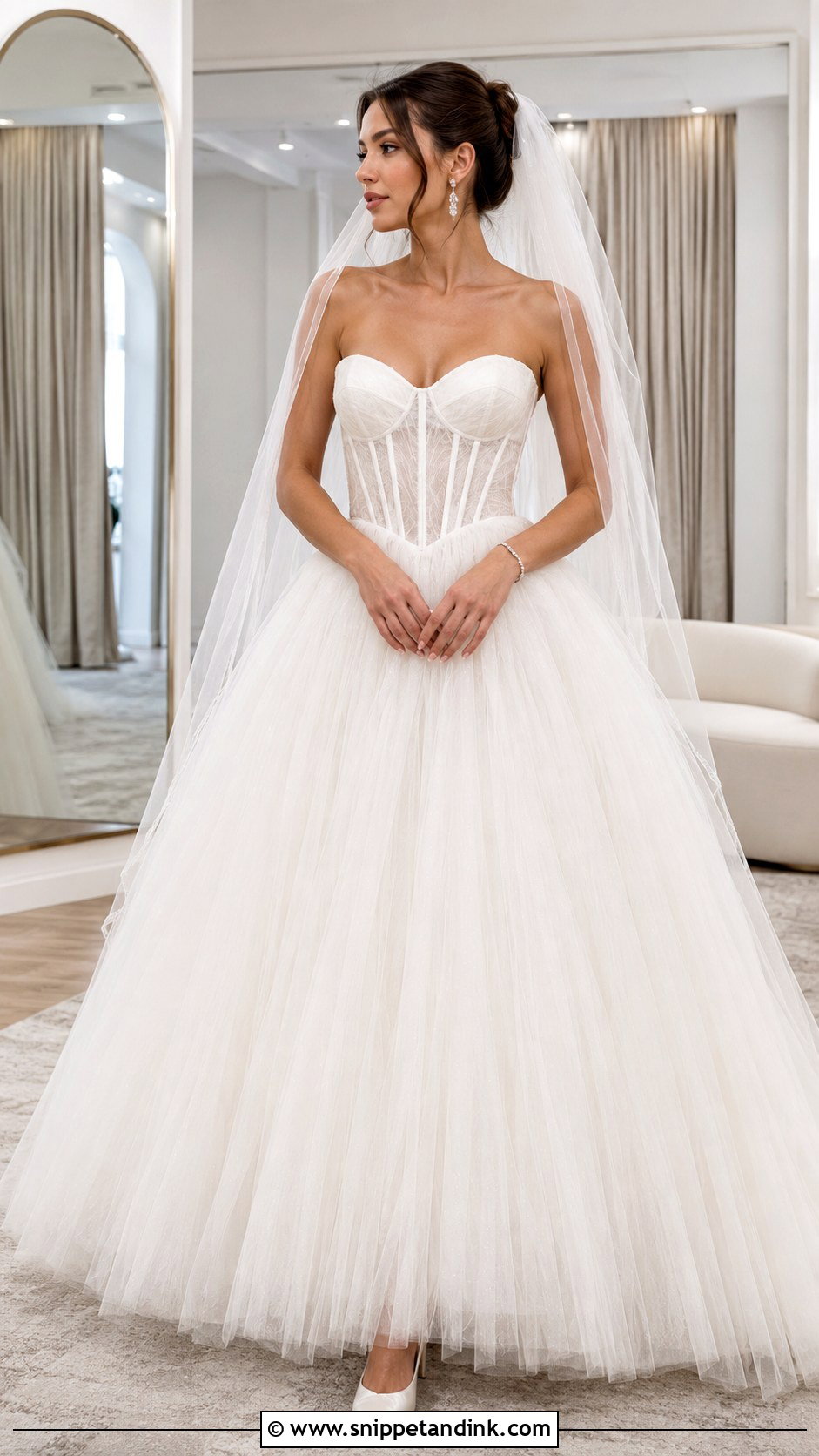 Corset Bodice Tulle Ball Gown Wedding Dress - Snippet and Ink - 20 Big Poofy Wedding Dresses