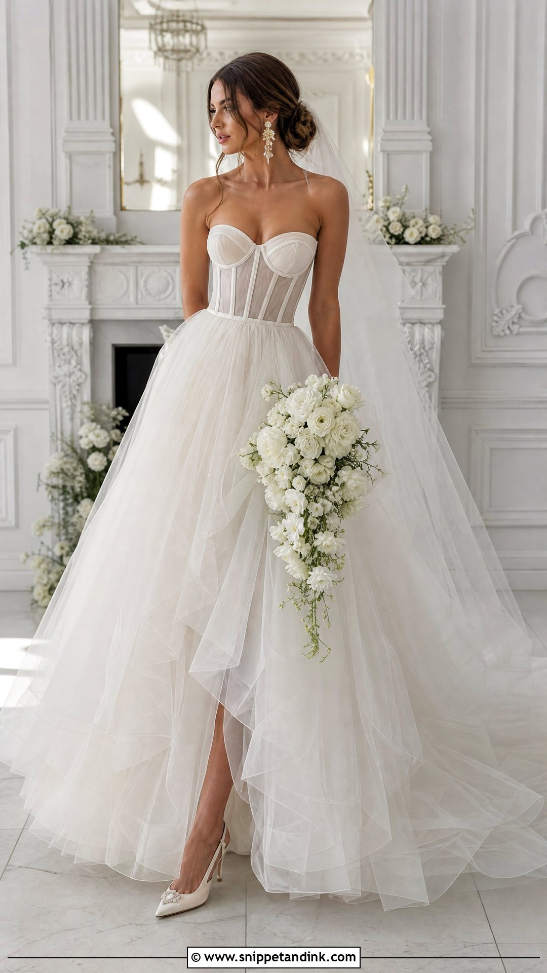 Corset Bodice Tulle Wedding Dress Ballgown - Snippet and Ink - 20 Tulle Wedding Dress Ballgown Ideas