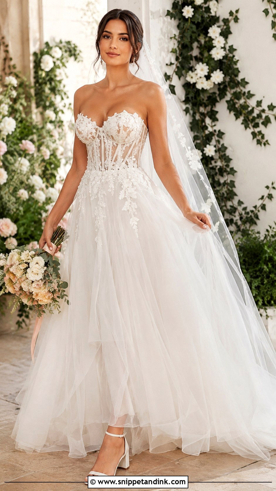 Corset Bodice Tulle Wedding Dress - Snippet and Ink - 20 Enchanted Garden Wedding Dress Ideas