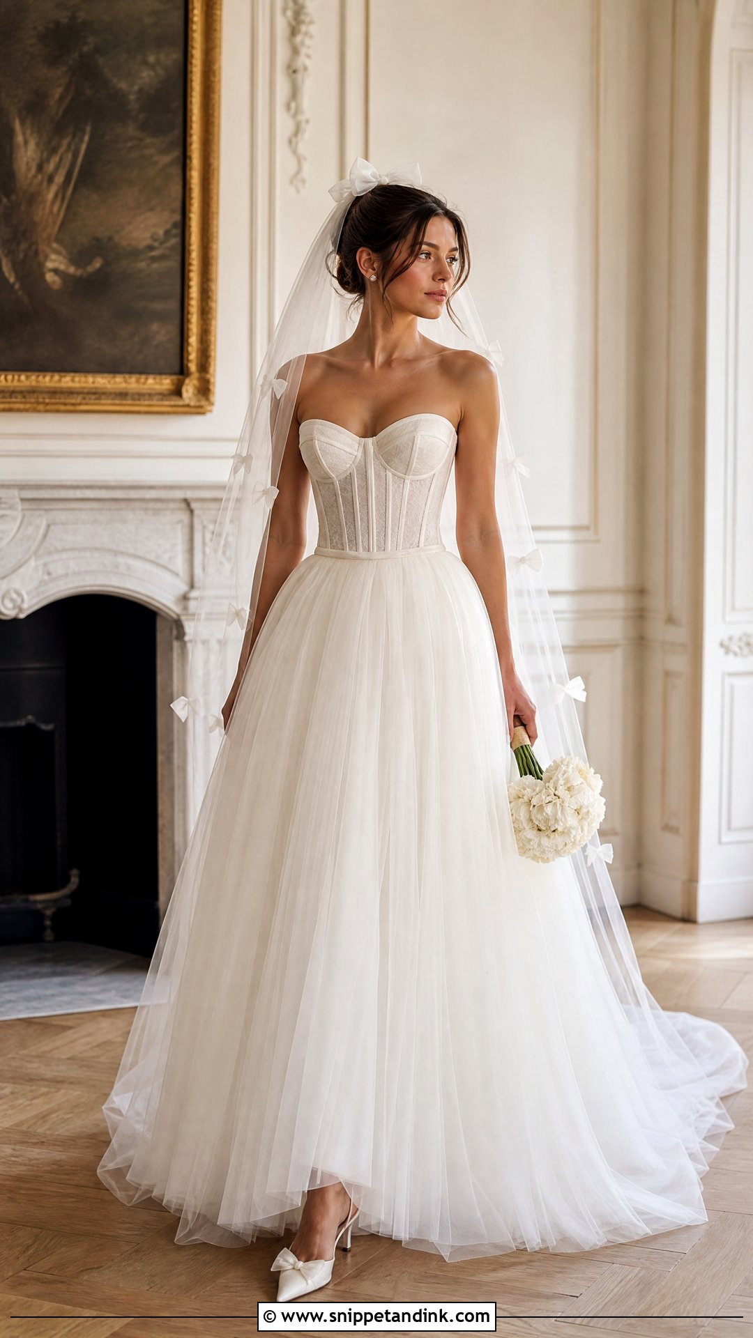 Corset Bodice Wedding Dress With Bow Veil - Snippet and Ink - 20 Top Wedding Dresses