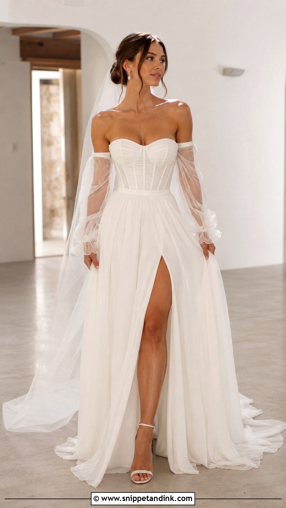 Corset Bodice Wedding Dress With Detachable Sleeves - Snippet and Ink - 25 Wedding Dress Corset Bodice Ideas