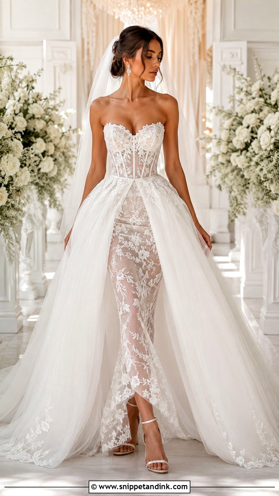 Corset Bodice Wedding Dress With Overskirt - Snippet and Ink - 25 Wedding Dress Corset Bodice Ideas