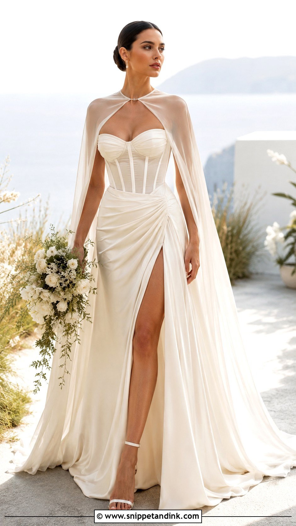 Corset Bridal Dress With Cape - Snippet and Ink - 25 Corset Bridal Dress Ideas