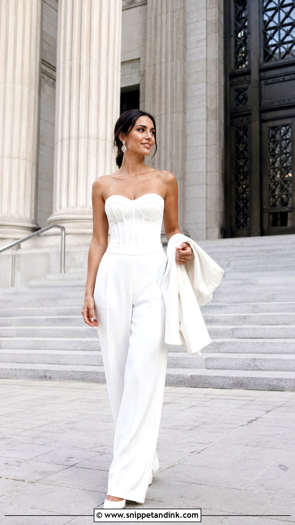 Corset Bridal Top With Wide Leg Trousers - Snippet and Ink - 20 Bride Top Ideas