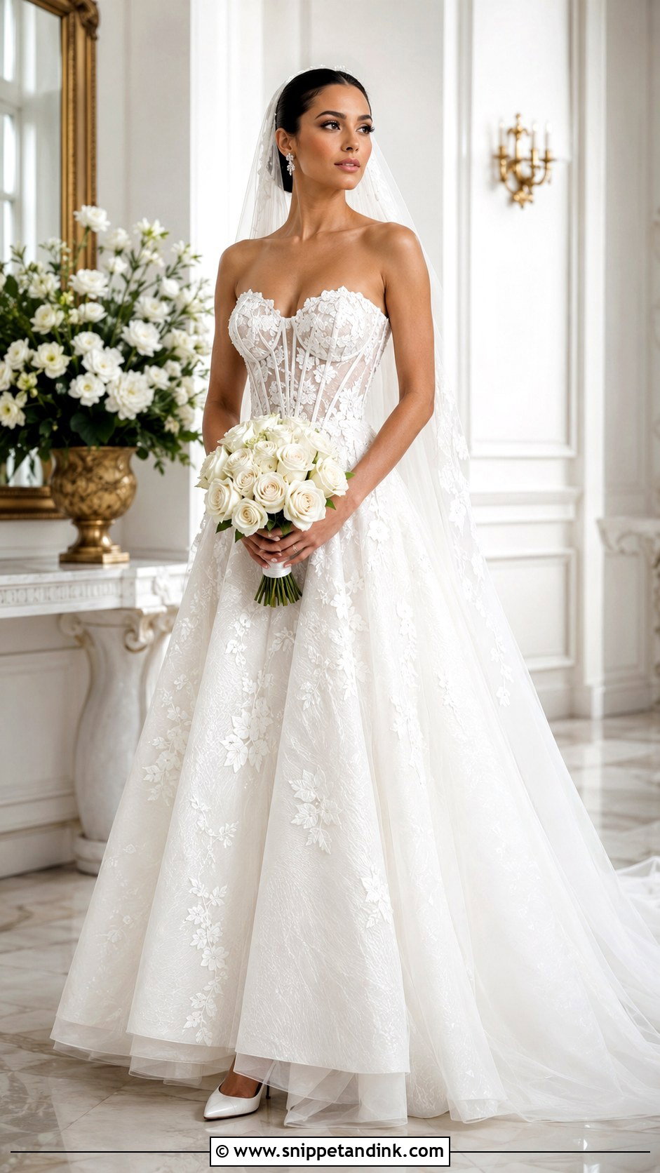 Corset Flower Lace Wedding Dress - Snippet and Ink - 20 Flower Lace Wedding Dress Ideas