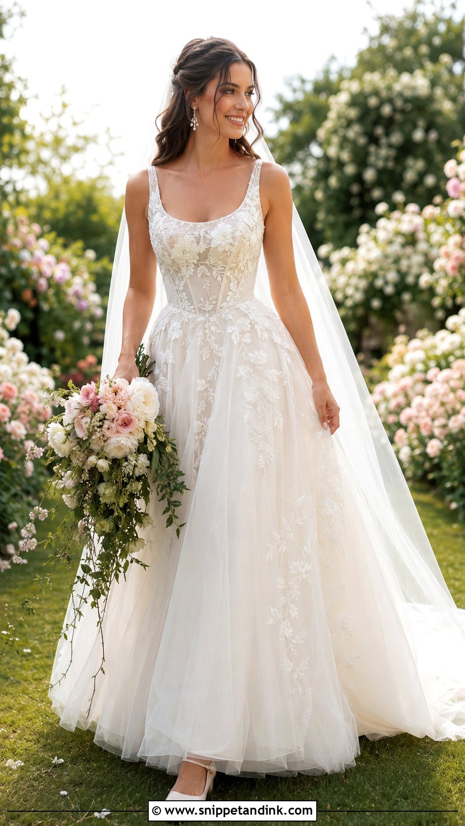 Corset Garden Party Wedding Dress With Tulle Overskirt - Snippet and Ink - 20 Garden Party Wedding Dress the Bride Ideas