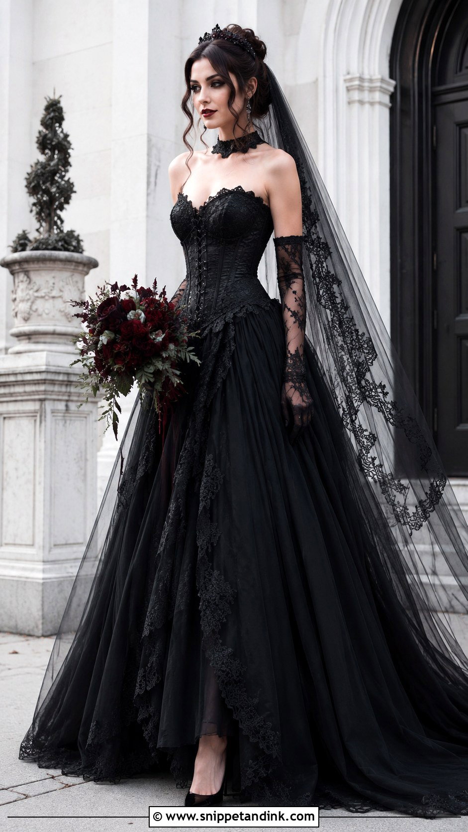 Corset Gothic Black Wedding Dress - Snippet and Ink - 25 Gothic Black Wedding Dress Ideas