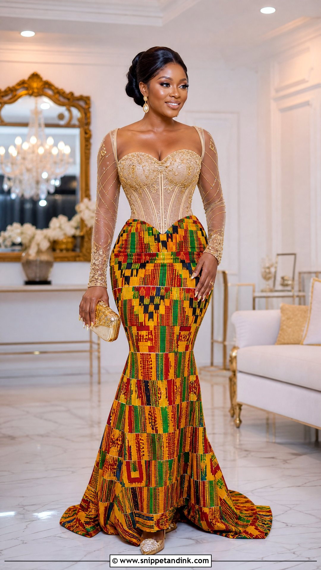 Corset Kente Ghana Wedding Dress - Snippet and Ink - 25 Ghana Wedding Dress Ideas