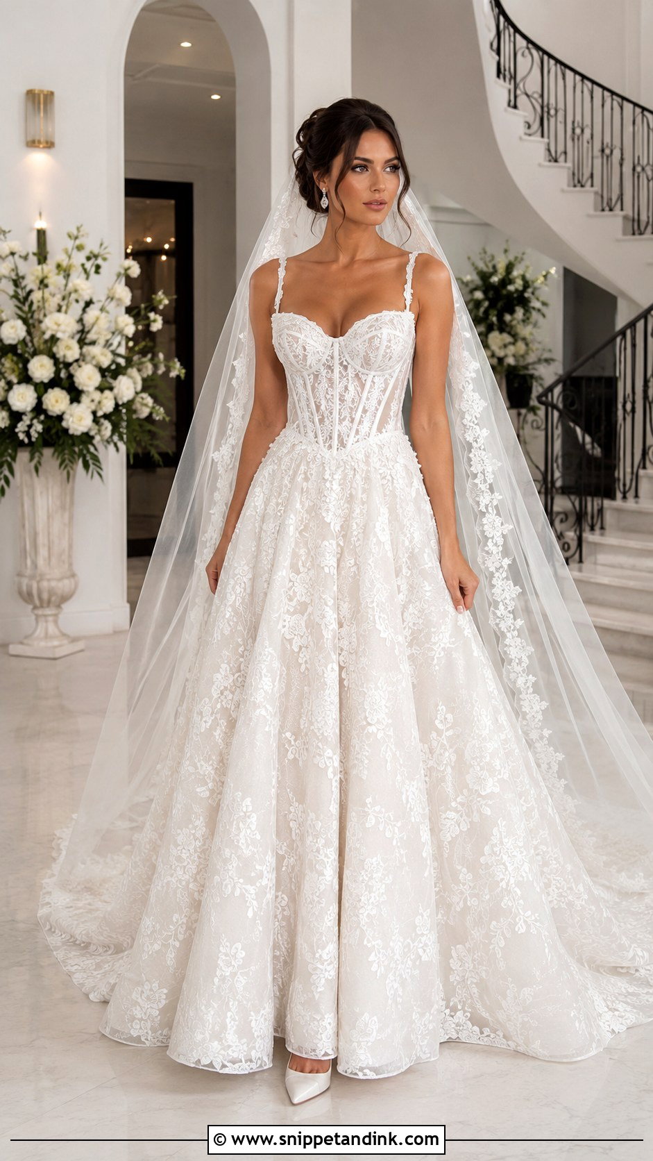 Corset Lace A Line Wedding Dress - Snippet and Ink - 20 Lace Aline Wedding Dress Ideas