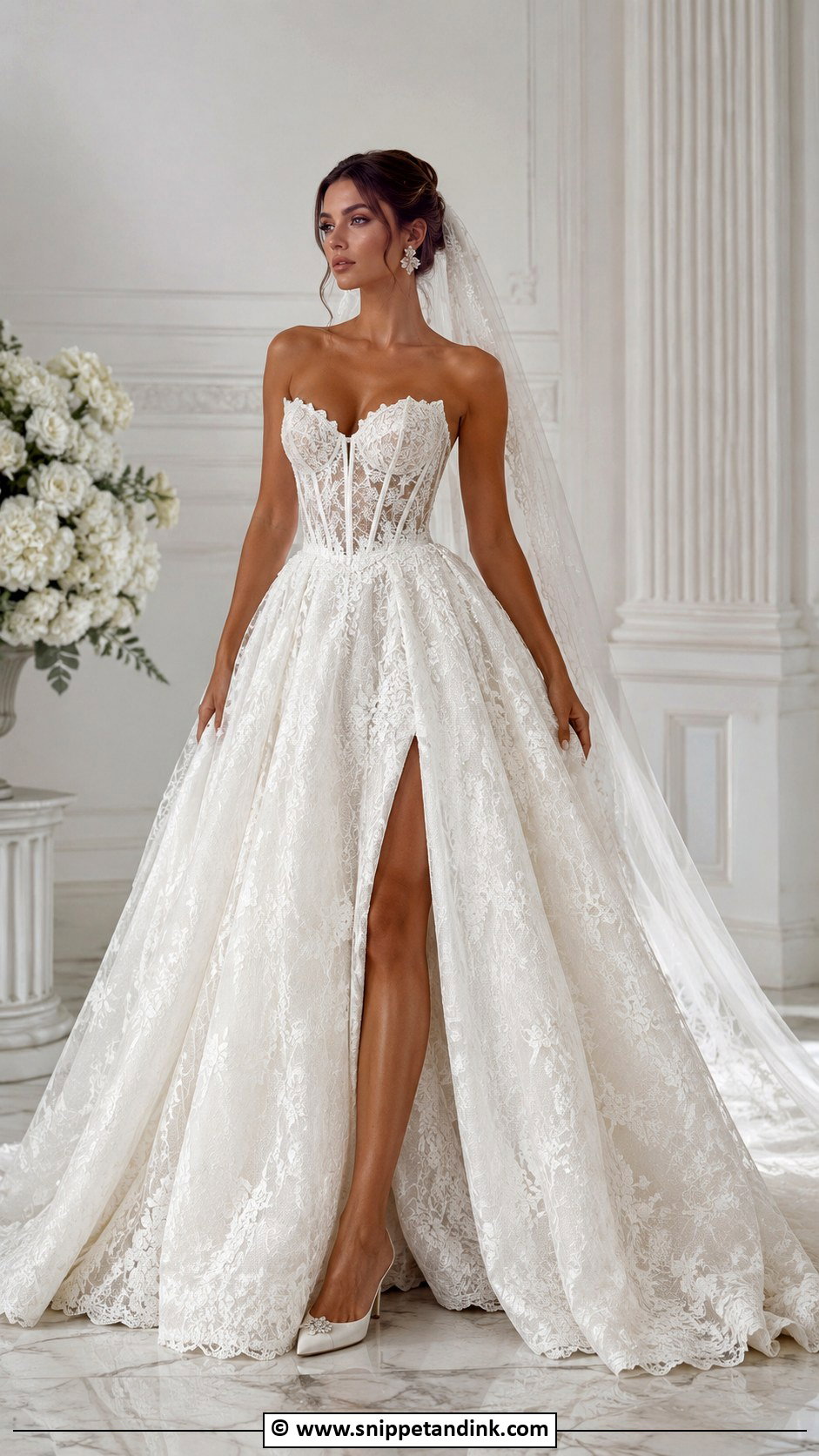 Corset Lace Ballgown Wedding Dress - Snippet and Ink - 25 Lace Ballgown Wedding Dress Ideas