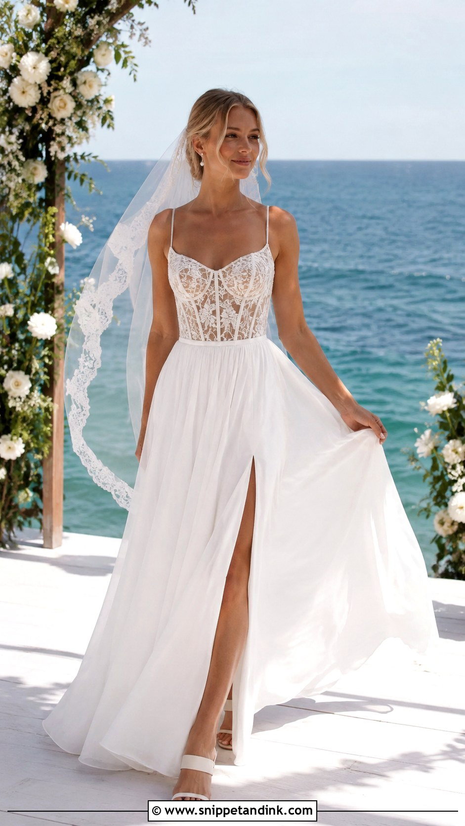 Corset Lace Beach Wedding Dress - Snippet and Ink - 20 Lace Beach Wedding Dress Ideas