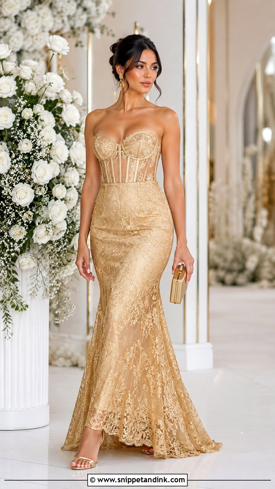 Corset Lace Gown Outfit - Snippet and Ink - 25 Sample Lace Gown Styles