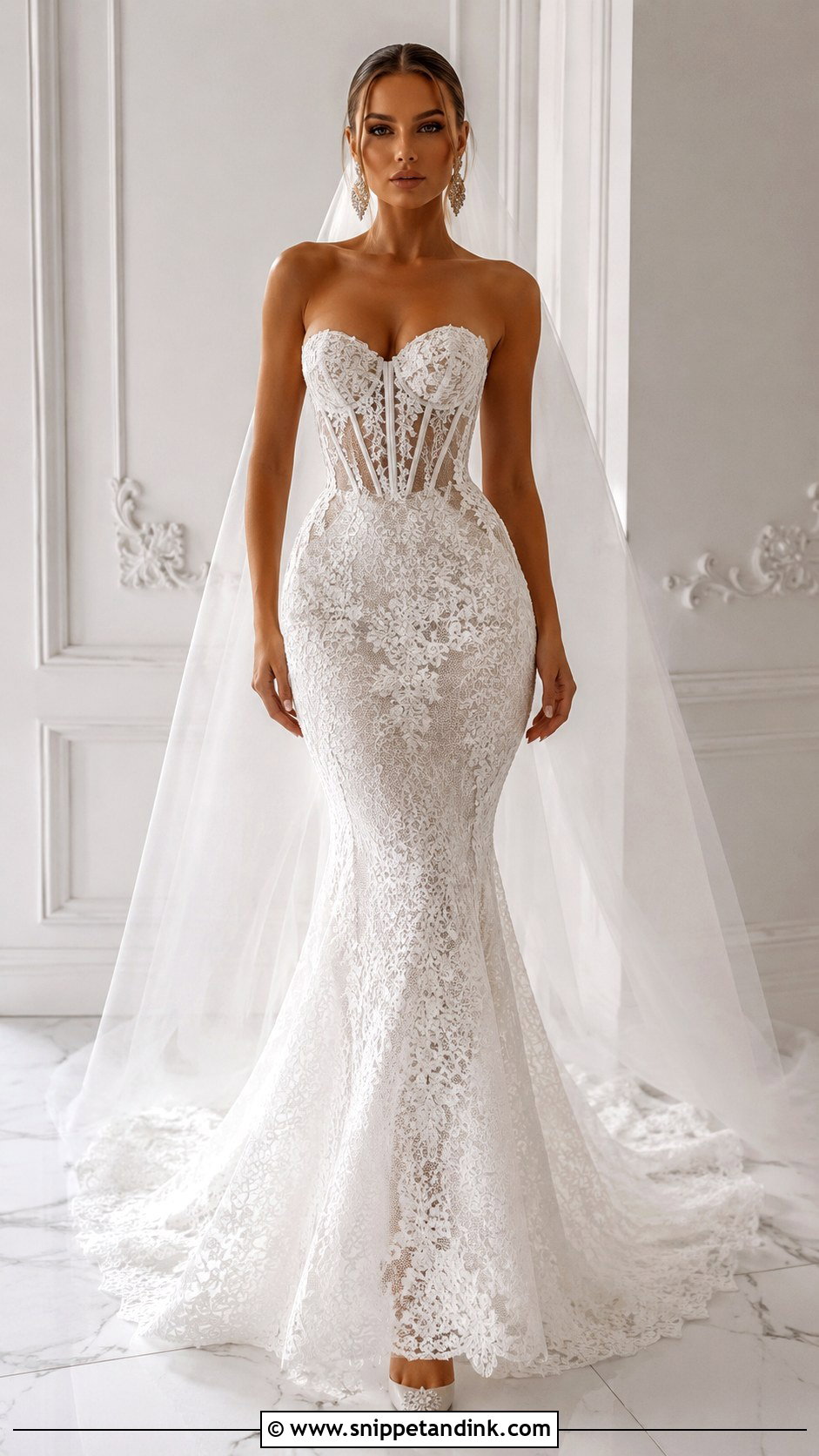 Corset Lace Mermaid Wedding Dress - Snippet and Ink - 30 Lace Mermaid Wedding Dress Ideas