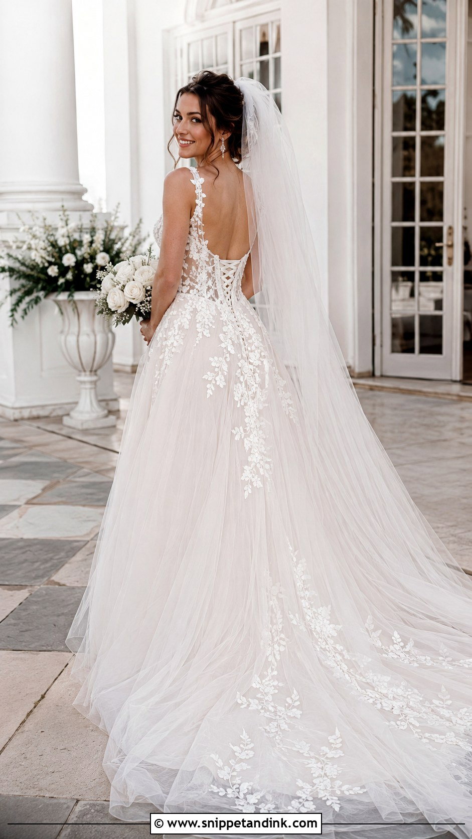 Corset Lace Open Back Wedding Dress - Snippet and Ink - 20 Lace Open Back Wedding Dress Ideas