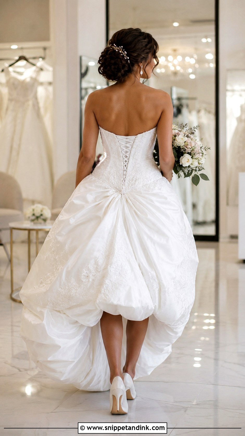 Corset Lacing Wedding Dress Bustle - Snippet and Ink - 20 DIY Wedding Dress Bustle Ideas