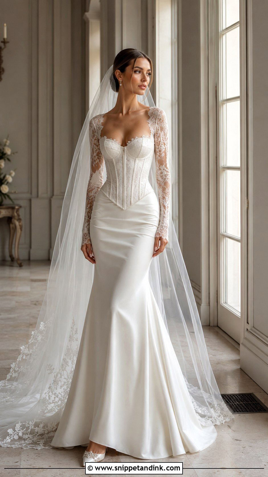 Corset Long Sleeve Fitted Wedding Dress - Snippet and Ink - 20 Long Sleeve Fitted Wedding Dress Ideas