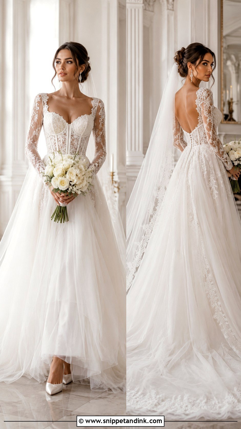 Corset Long Sleeve Low Back Wedding Dress - Snippet and Ink - 20 Long Sleeve Low Back Wedding Dress Ideas