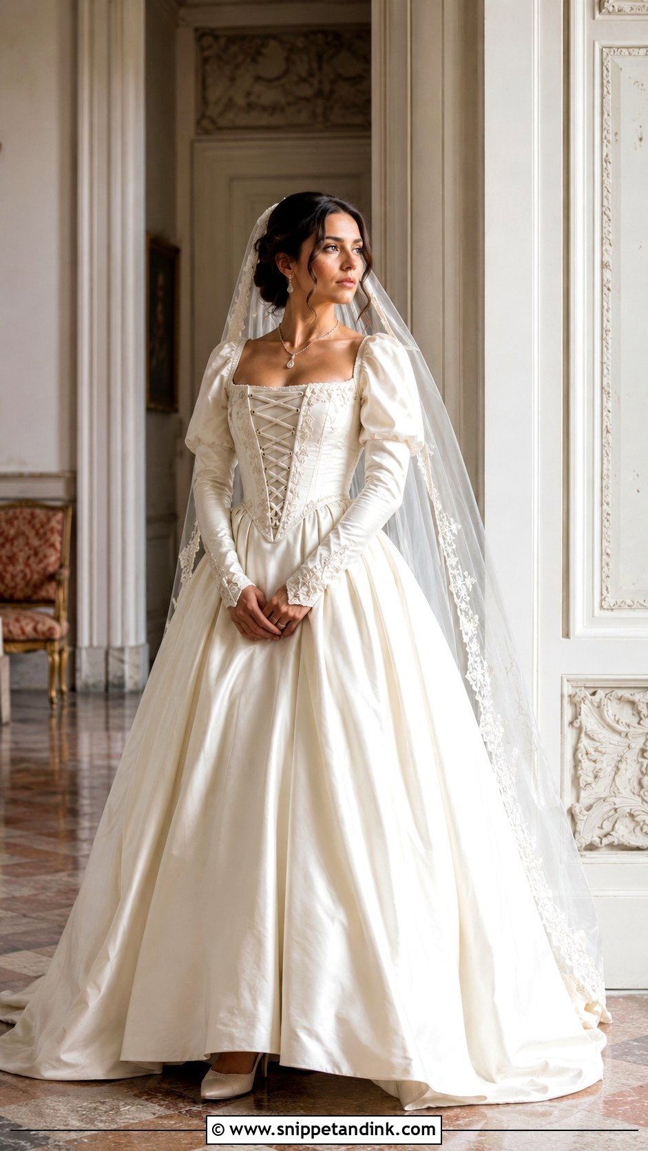 Corset Medieval Wedding Dress With Full Skirt - Snippet and Ink - 20 Medieval Style Wedding Dress Ideas